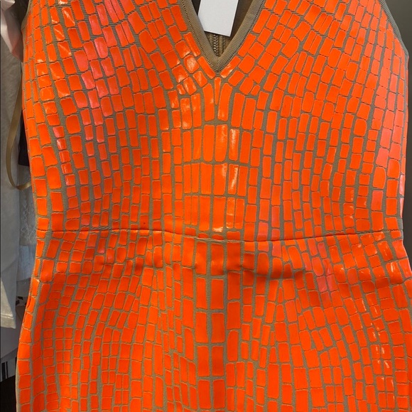 BCBGMAXAZRIA Vinyl Bodycon Dress - Orange (New) - Picture 14 of 15